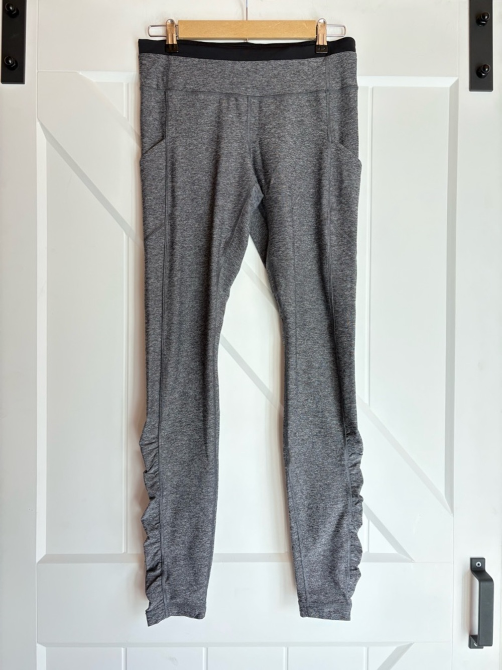 Lululemon Ruched Leggings Gray Side Pocket 8